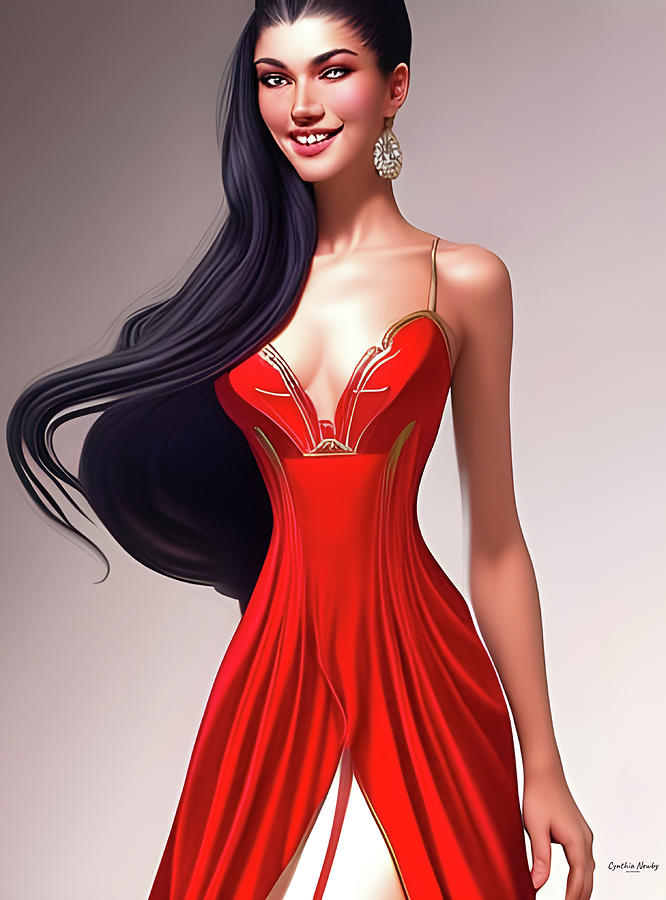 Lady in Red Digital Art by Cindys Creative Corner