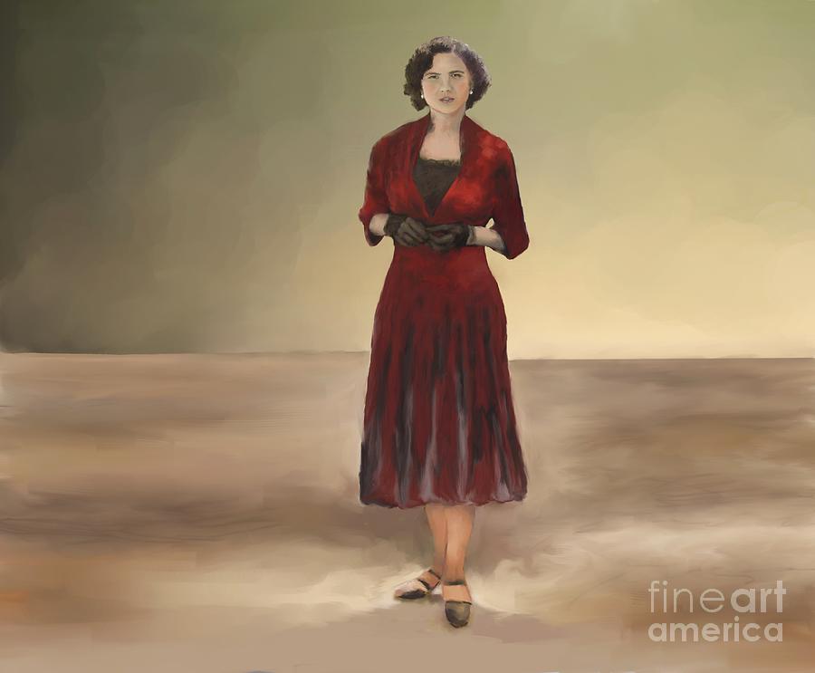 Lady In  A Red Dress Painting by Ana Borras
