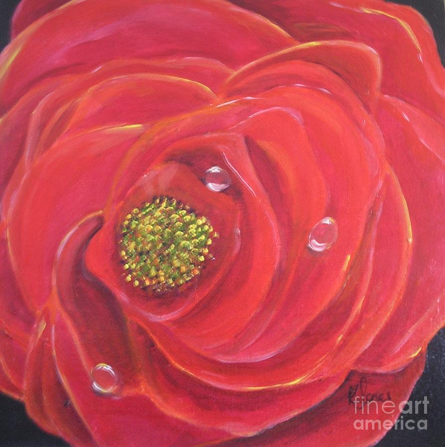 Lady in Red Rose Painting by Karen Jane Jones