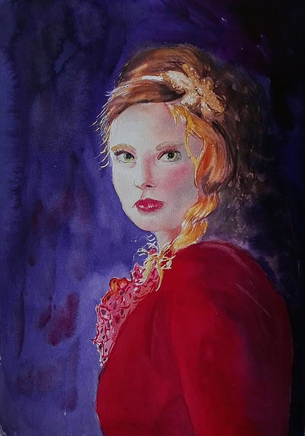Lady in Red Painting by Sandie Croft