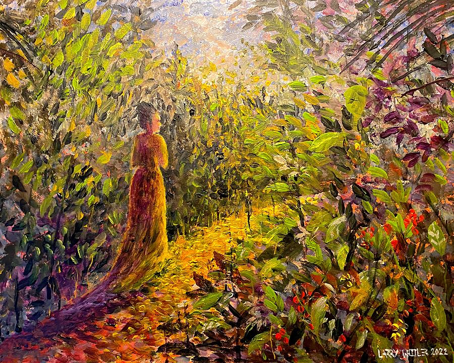 Lady In The Garden Painting by Larry Whitler