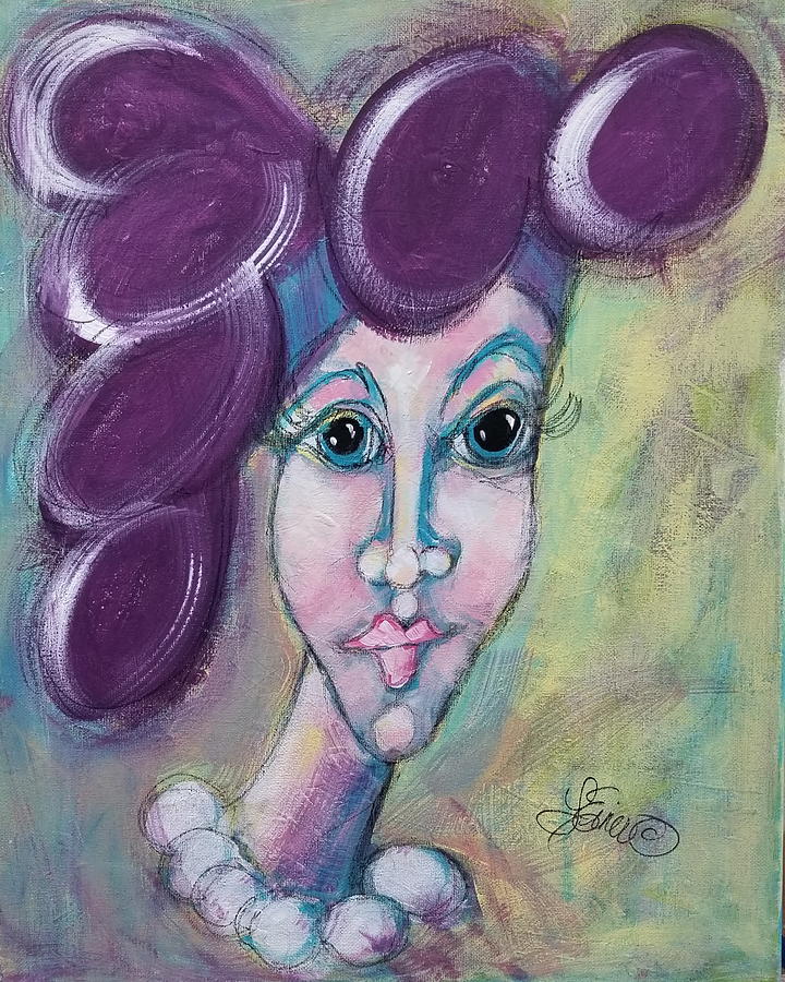 Lady in the Purple Hat Painting by Terri Einer
