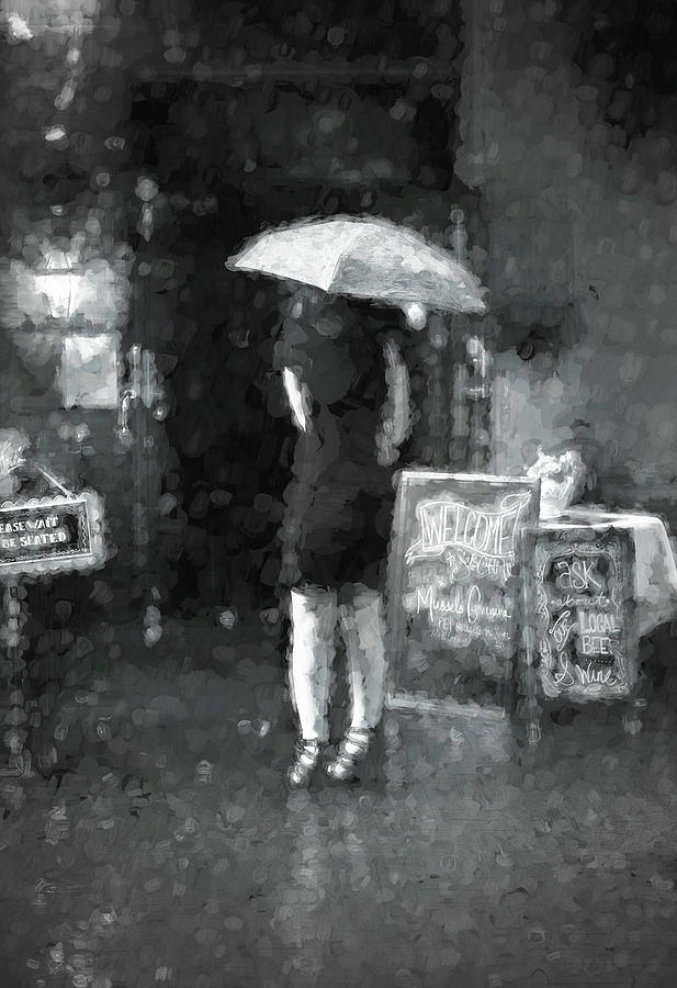 Lady in the Rain BW Photograph by Deborah Penland