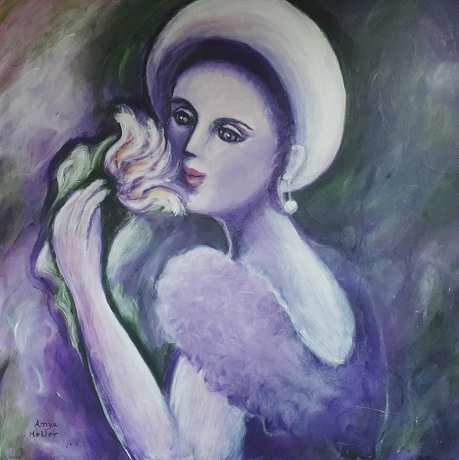 Lady in White hat Painting by Anya Heller