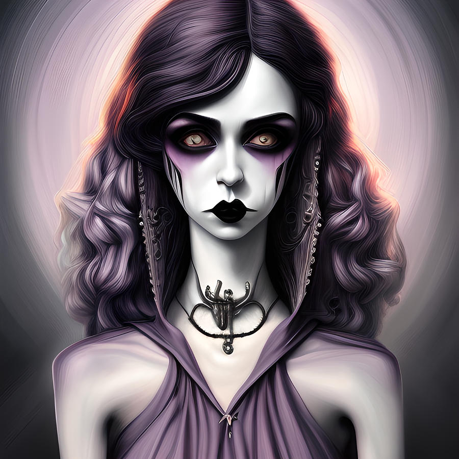 Lady Iris Portrait Of A Gothic Doll In Burtonesque Style Digital Art by ...