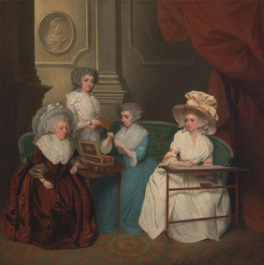 Unknown Artist Painting - Lady Jane Mathew and Her Daughters  by Unknown artist