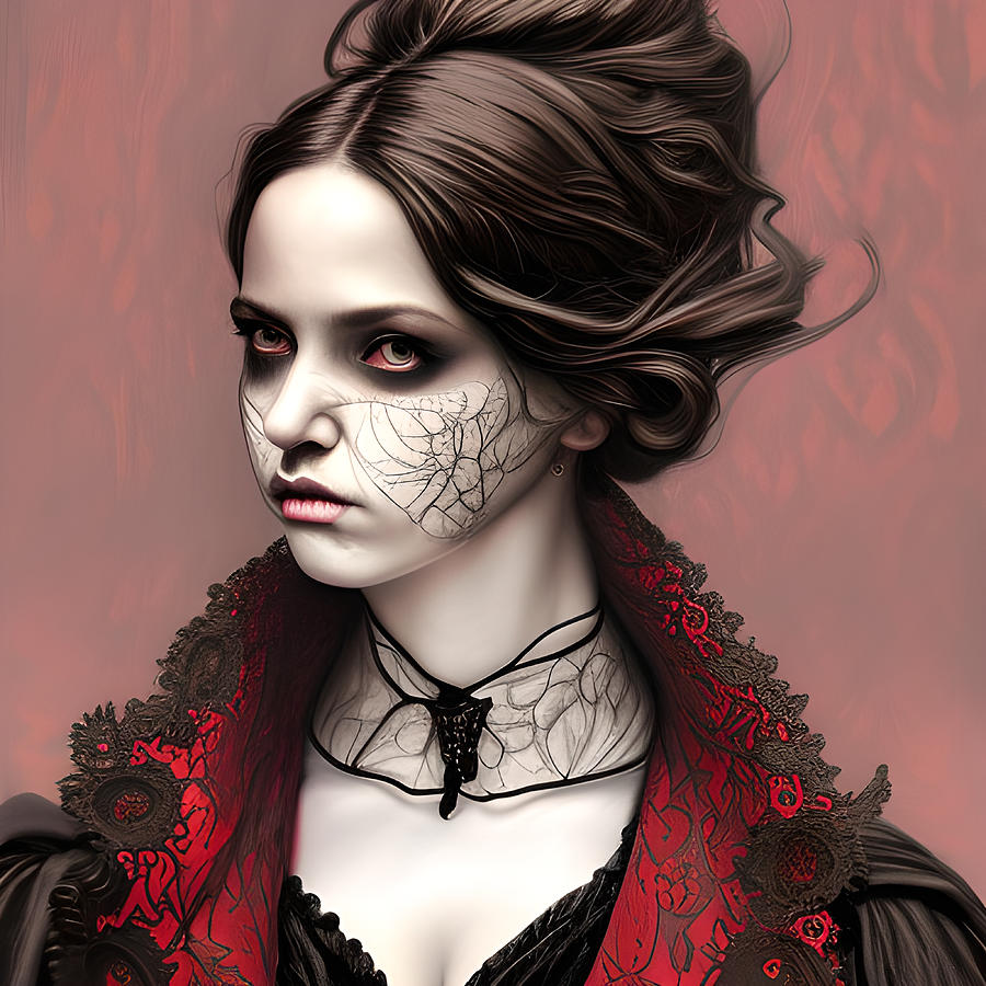 Lady Kat Original Portrait of Gothic Womanly Splendor Digital Art by ...