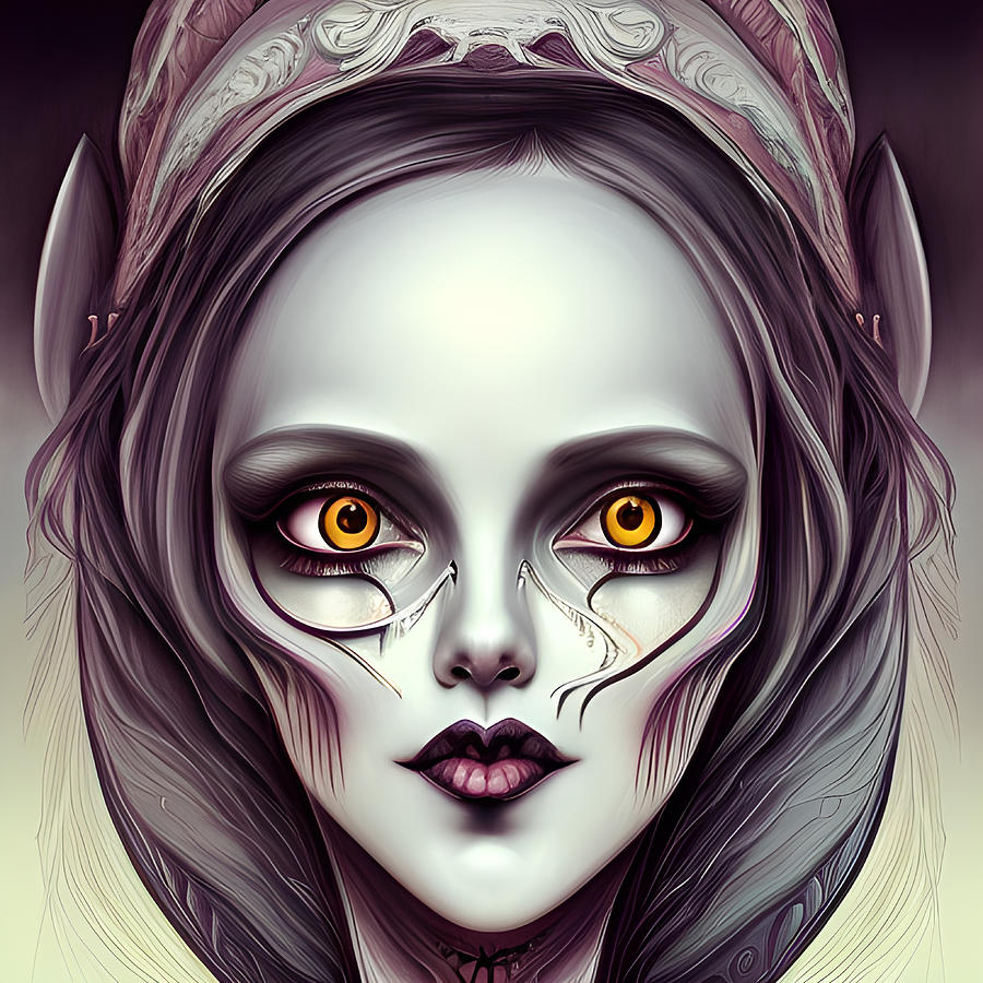 Lady Lena Portrait Of A Gothic Doll In Burtonesque Style Digital Art by ...