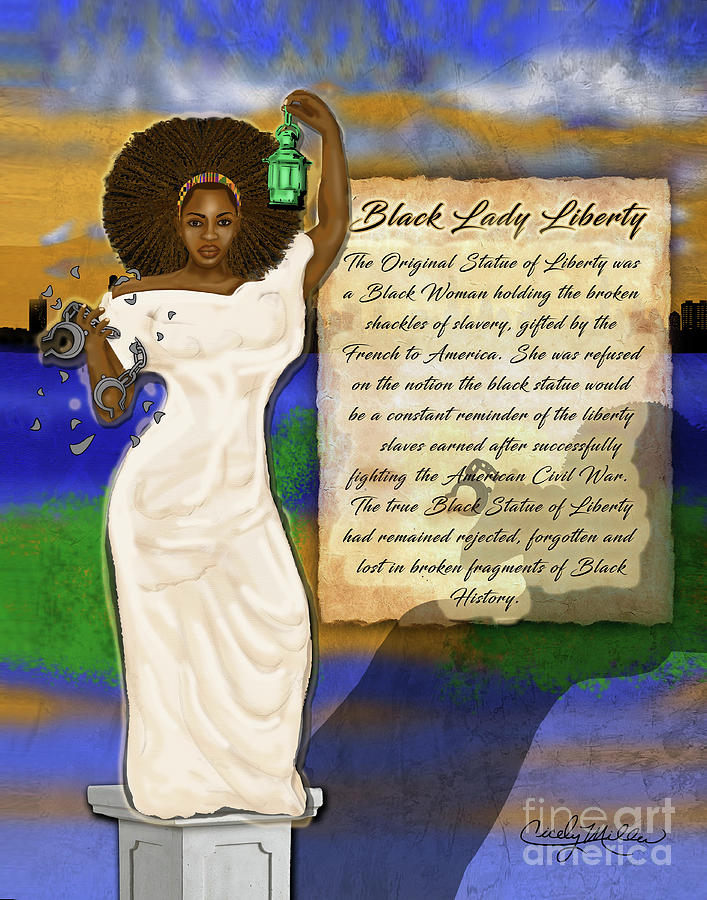 Portrait Mixed Media - Lady Liberty by Cicely Miller