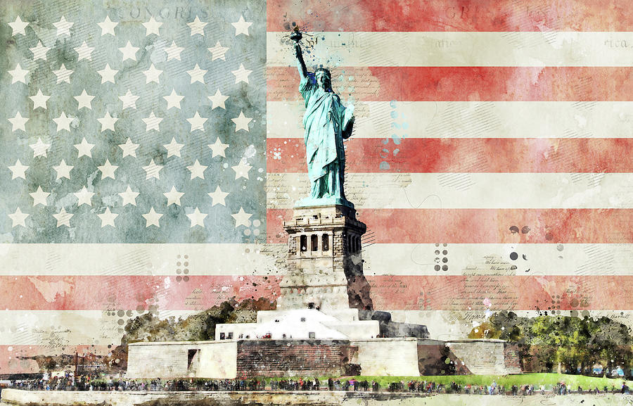 Lady Liberty Composite Art Digital Art by Dan Sproul