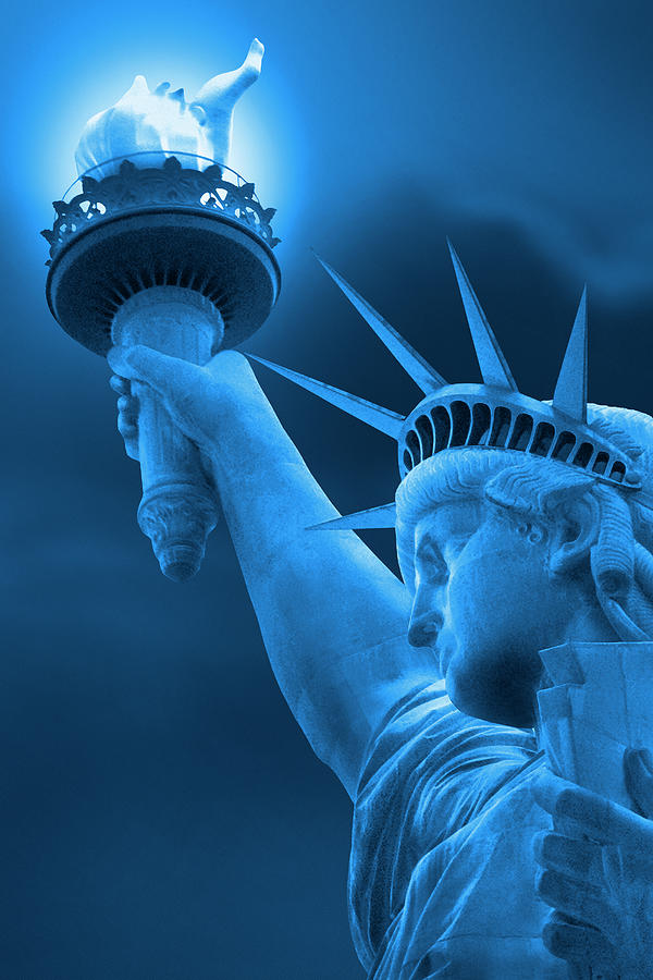 Lady Liberty Shines In Blue Photograph by Mike McGlothlen
