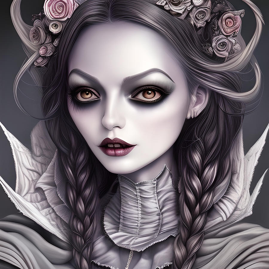 Lady Mazy Portrait Of A Gothic Doll In Burtonesque Style Digital Art by ...