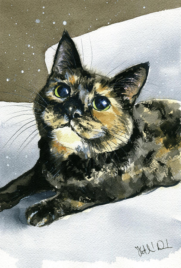 Tortie Cat 11x14 signed art PRINT from painting RJK    