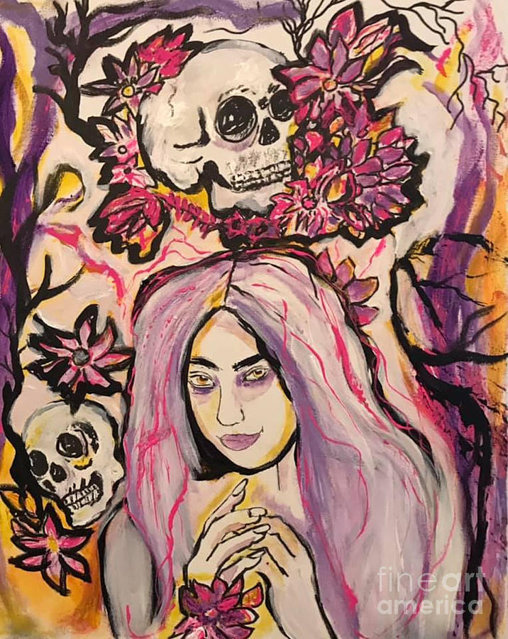 Lady of Skulls Painting by Sandy DeLuca | Pixels