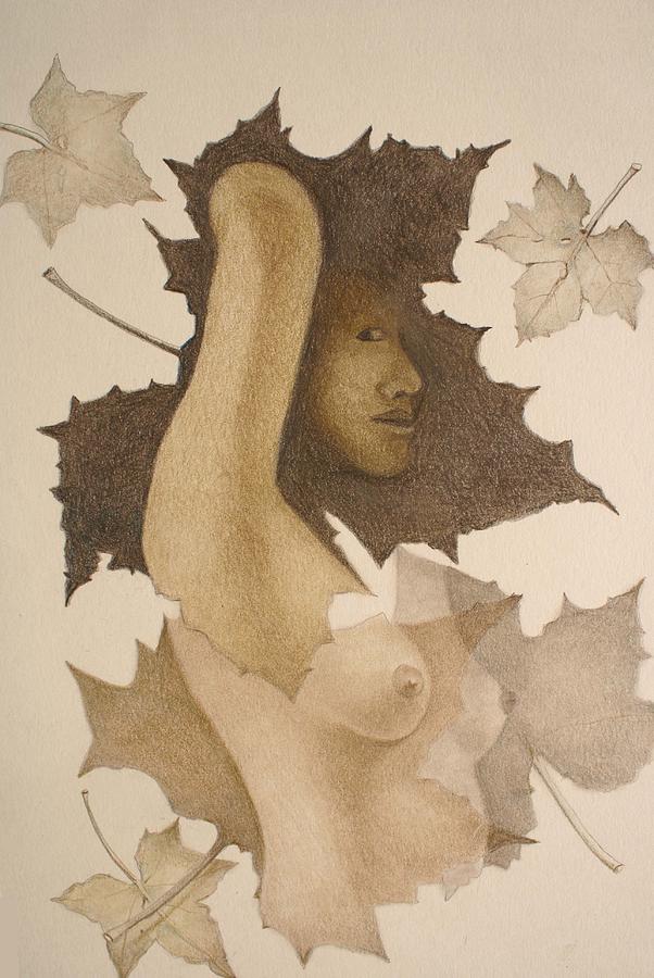 Lady of the Leaves 1 Drawing by Tim Ernst