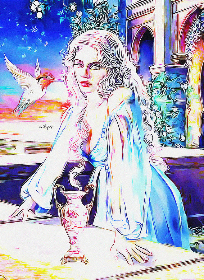 Lady on balcony Painting by Nenad Vasic