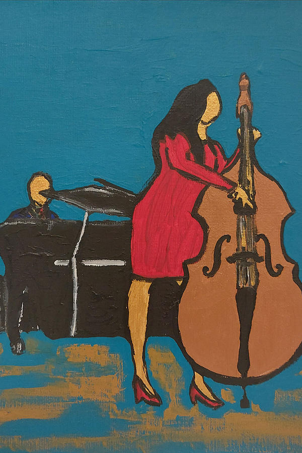 Lady On The Bass Painting by Rachel Natalie Rawlins