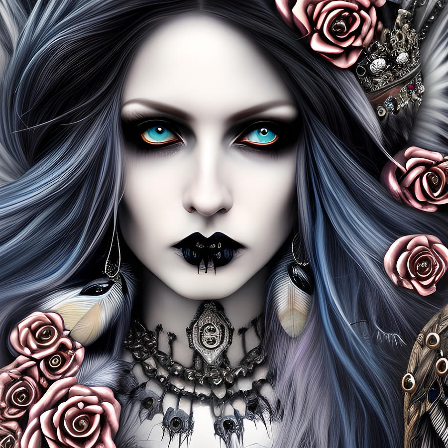 Lady Palmi Original Portrait of Gothic Womanly Splendor Digital Art by ...