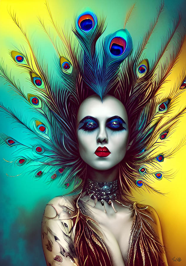 Lady Peacock Moulin rouge Digital Art by Gali Gilor - Pixels