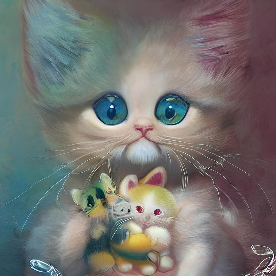 Lady Pickle Kitten Picture Original Cat Surreal AI Artwork Digital Art ...