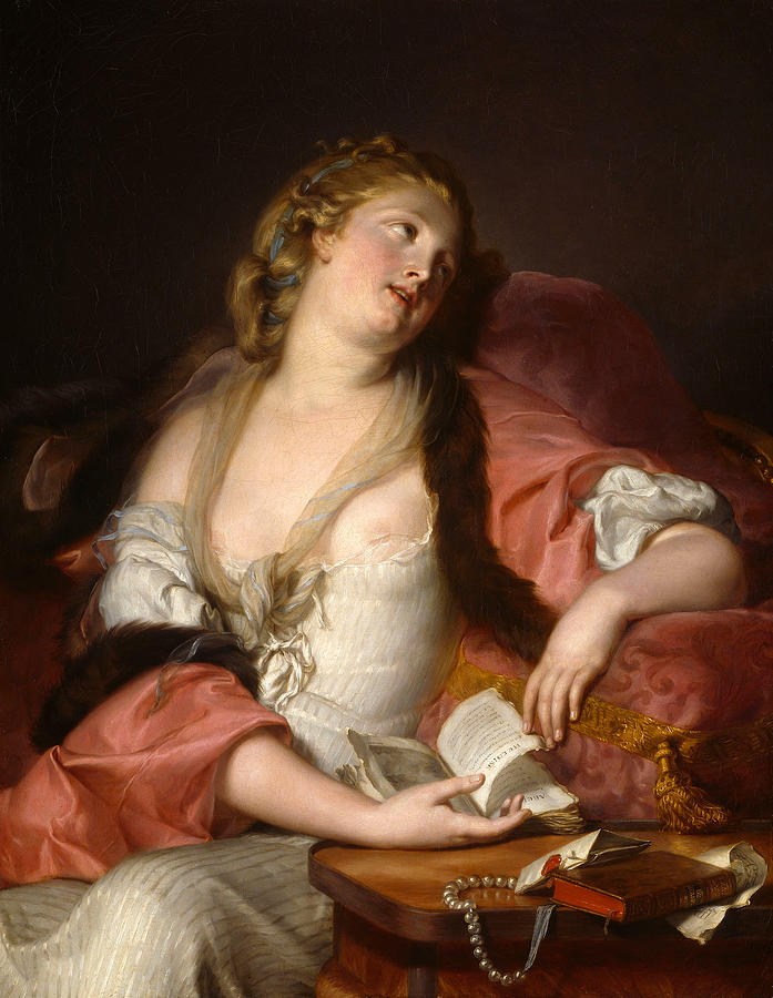 Lady Reading the Letters of Heloise and Abelard Painting by Bernard dAgesci