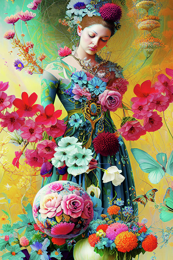Flower Digital Art - Lady Spring is Visiting her Garden  by Grace Iradian