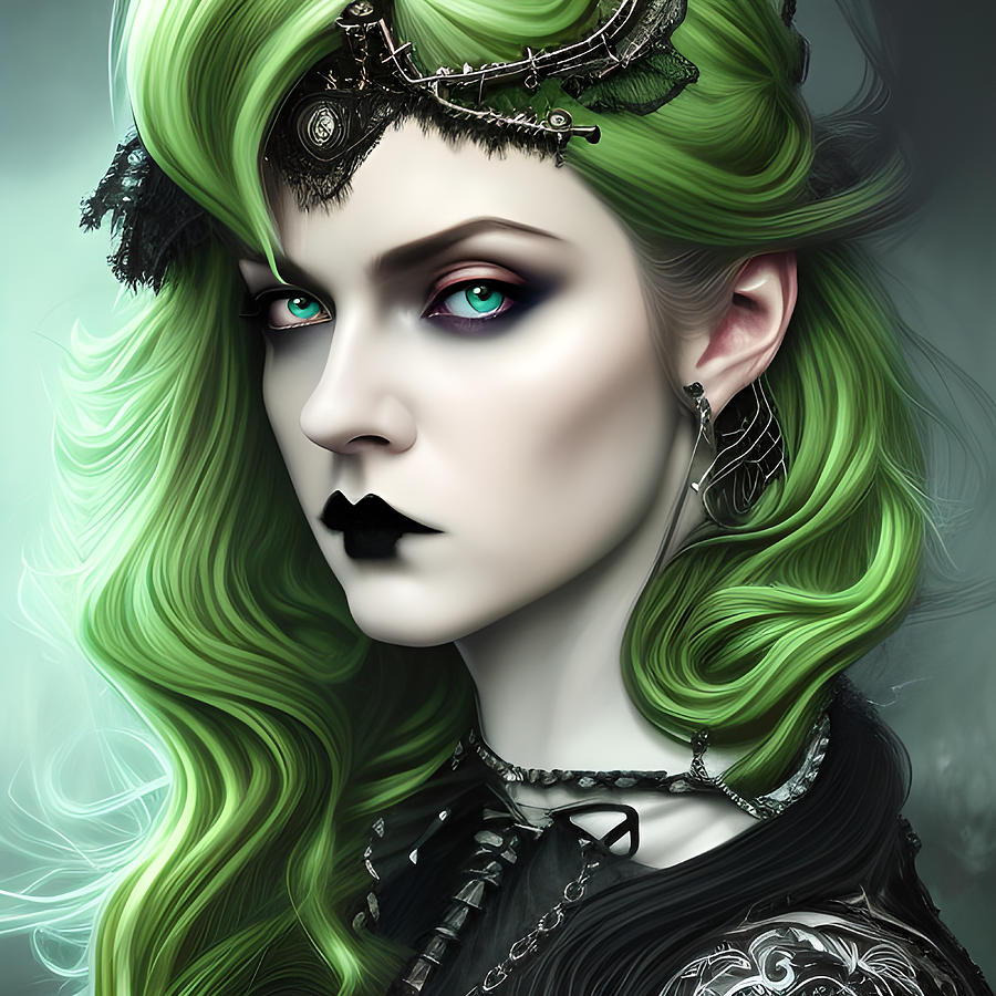 Lady Tia Original Portrait Of Gothic Womanly Splendor Digital Art By