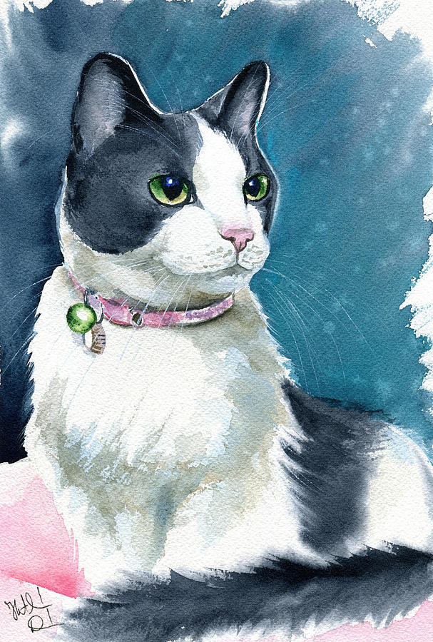 Lady Tuxedo Cat Painting Painting by Dora Hathazi Mendes