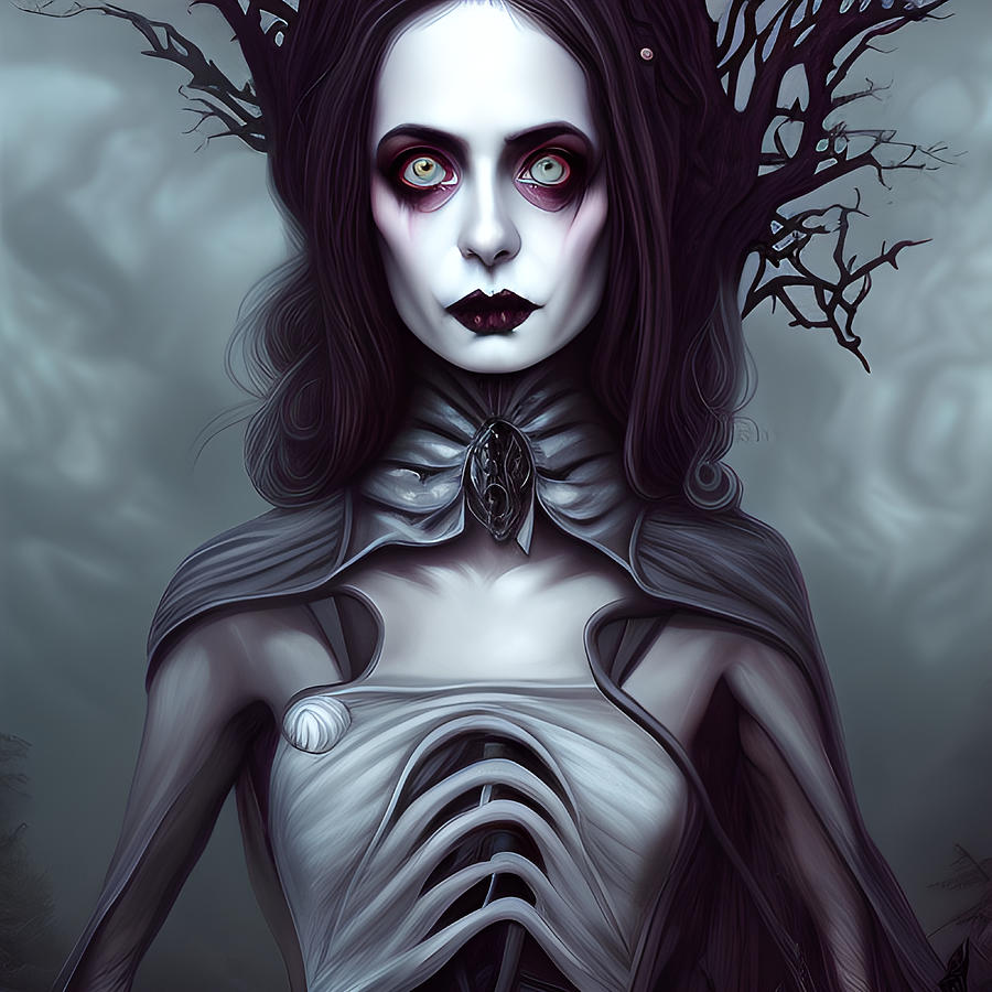 Lady Valentina Portrait Of A Gothic Doll In Burtonesque Style Digital ...