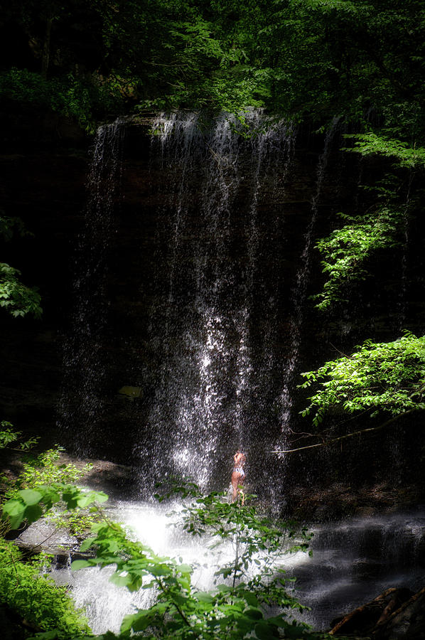 Lady Walking In Tinker Falls Finger Lakes NY Area Vertical 02 ...