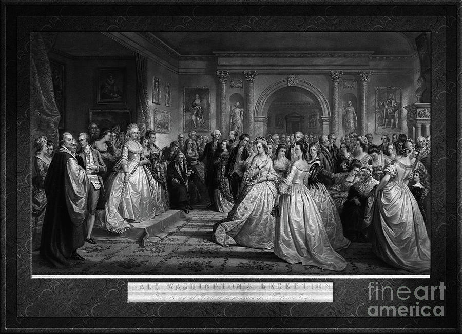 Lady Washingtons Reception Engraving by Alexander Hay Ritchie Old Masters Reproduction Painting by Rolando Burbon
