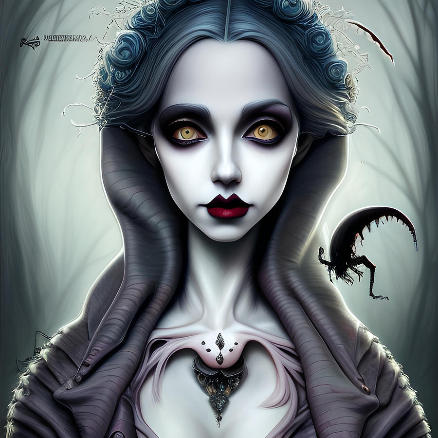 Lady Weather Portrait Of A Gothic Doll In Burtonesque Style Digital Art ...