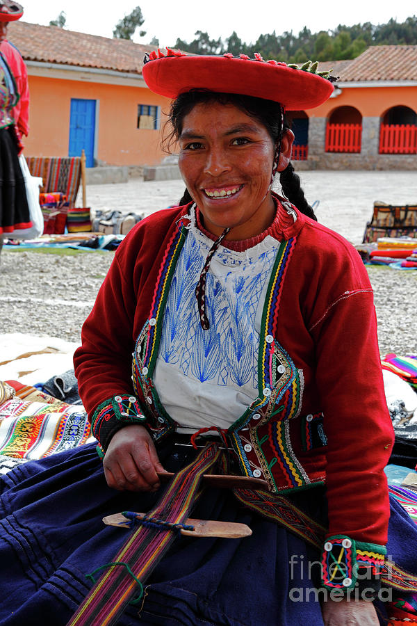 Lady weaving in Chinchero near Cusco Peru Photograph by James Brunker