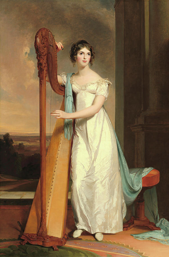 Thomas Sully Painting - Lady with a Harp Eliza Ridgely. Dated 1818. by Thomas Sully