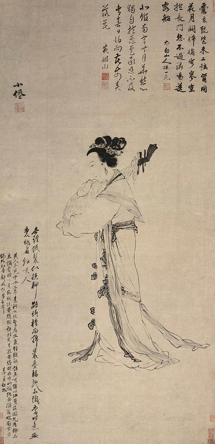 Lady with a Lute Painting by Wu Wei Chinese - Pixels