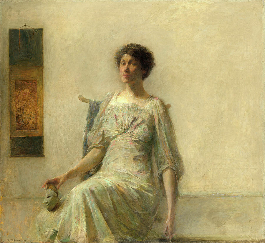 Lady with a Mask. Dated 1911. Painting by Thomas Wilmer Dewing