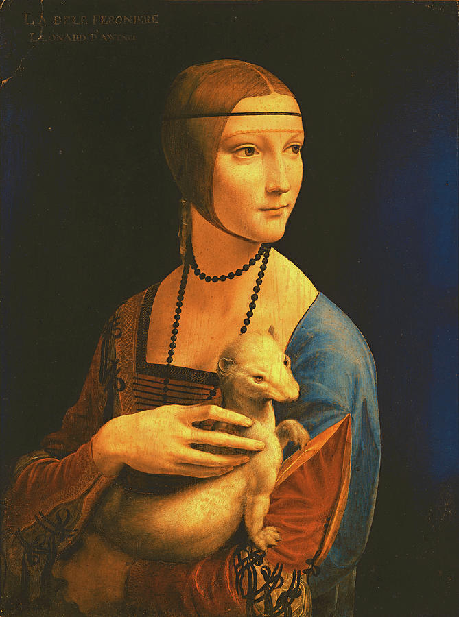 Lady with an Ermine by Leonardo da Vinci - digital enhancement Digital Art by Nicko Prints