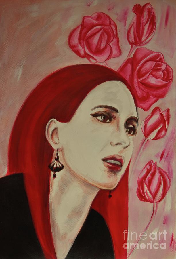 Lady With Roses I Painting by Leonida Arte