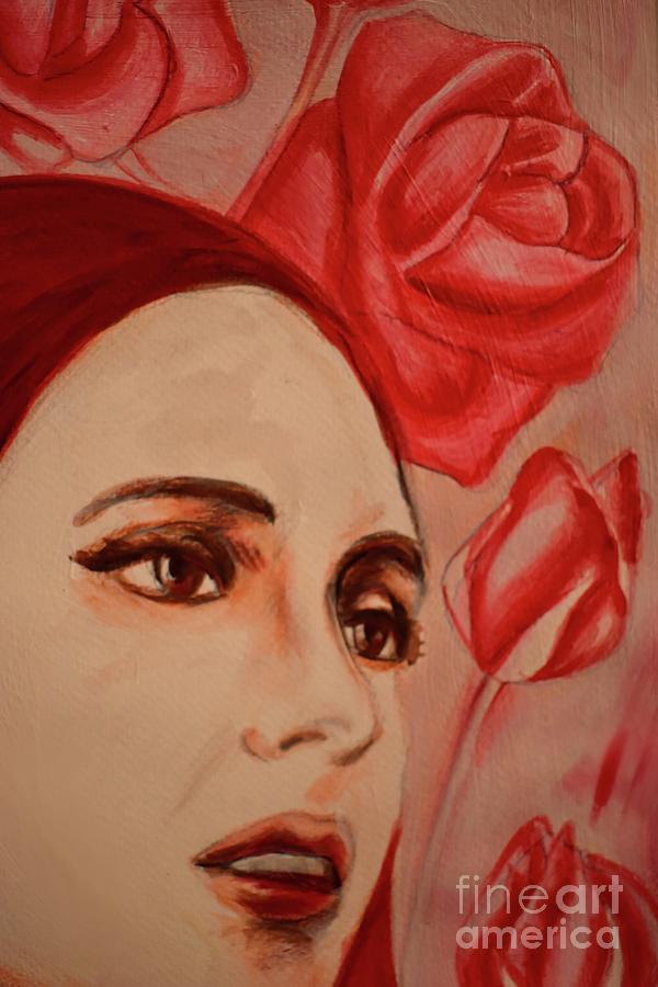 Lady With Roses Painting by Leonida Arte