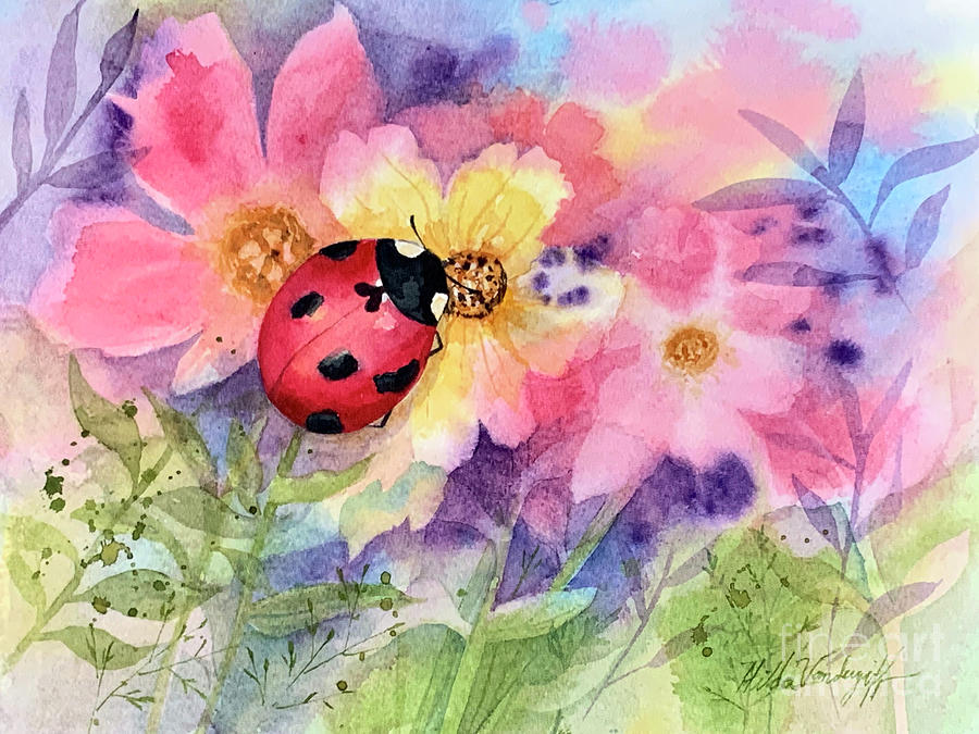 Ladybug Painting by Hilda Vandergriff