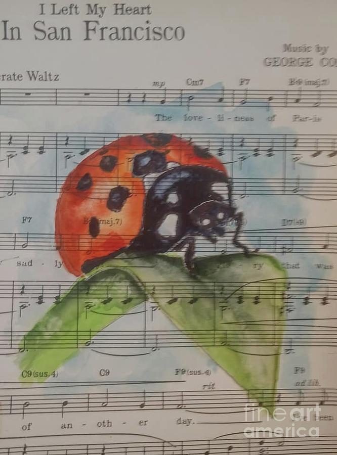Ladybug Music Painting by Janet Cruickshank