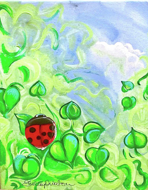 Ladybug on the Leaf Painting by Shelley Overton