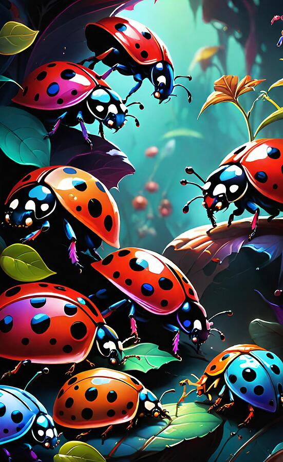 Insects Painting - Ladybugs 6 by John Palliser
