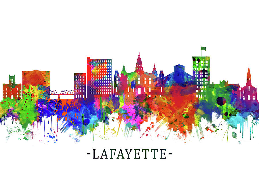 Lafayette Louisiana Skyline Mixed Media by NextWay Art - Fine Art America