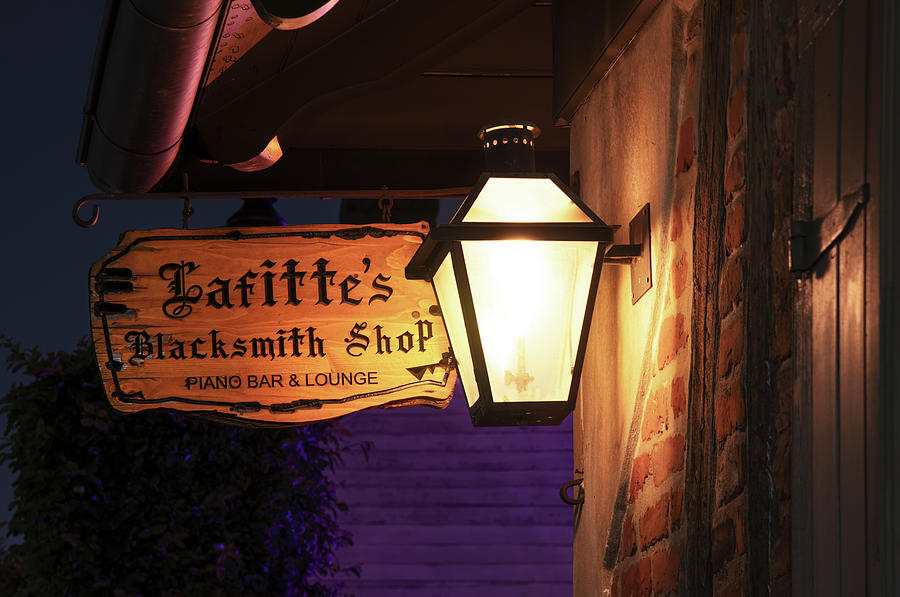 Lafittes Blacksmith Shop Gas Lamp Photograph by Andy Crawford