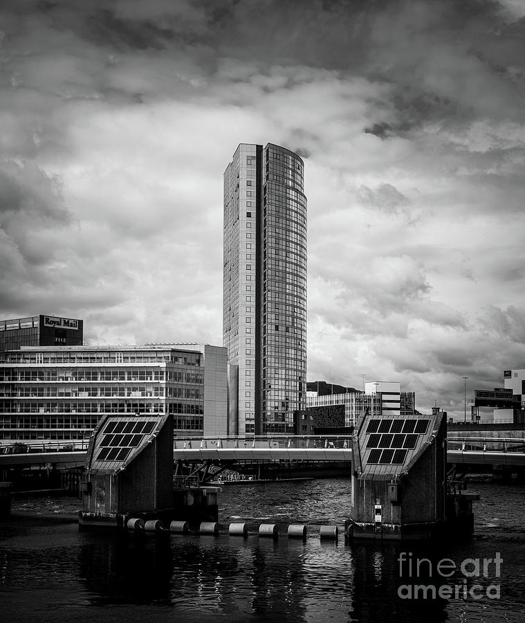 Lagan Weir with Obel Tower, Belfast, Northern Ireland Photograph by Jim Orr