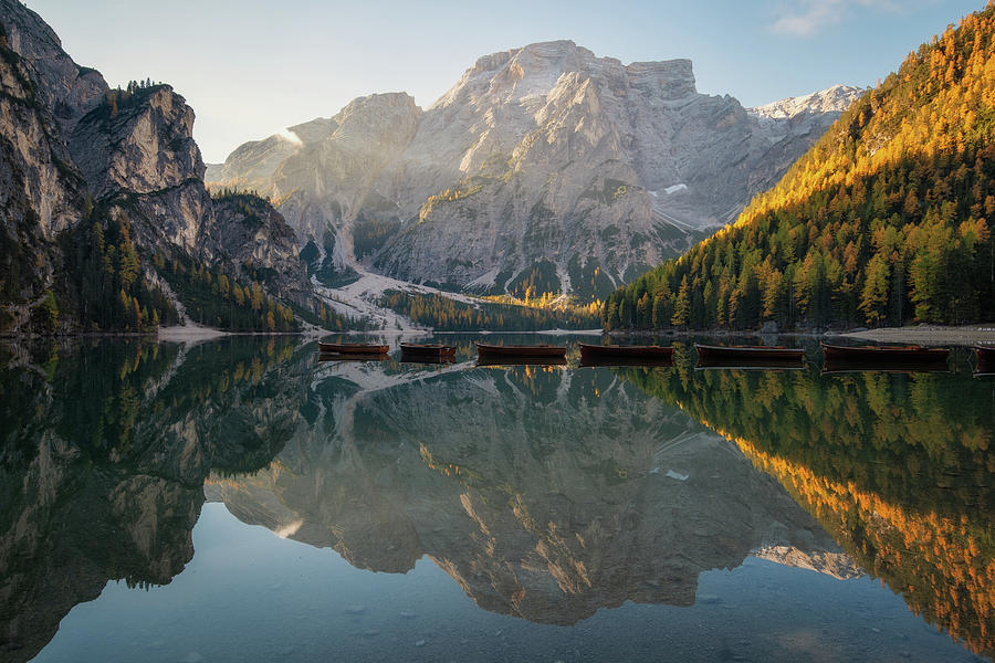 Lago di Braies refected Photograph by Martin Podt | Fine Art America