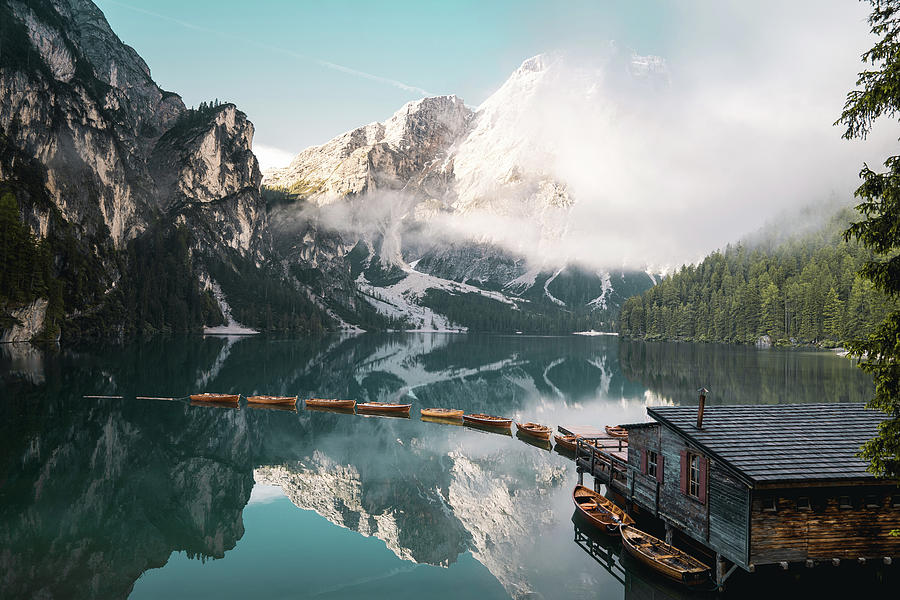 Lago Di Braies reflecting the morning Photograph by Constantin Seuss