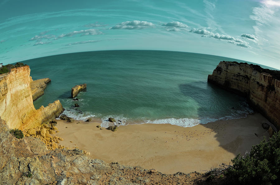 Lagoa cliffs fish-eye view. Algarve, Portugal Photograph by Angelo DeVal