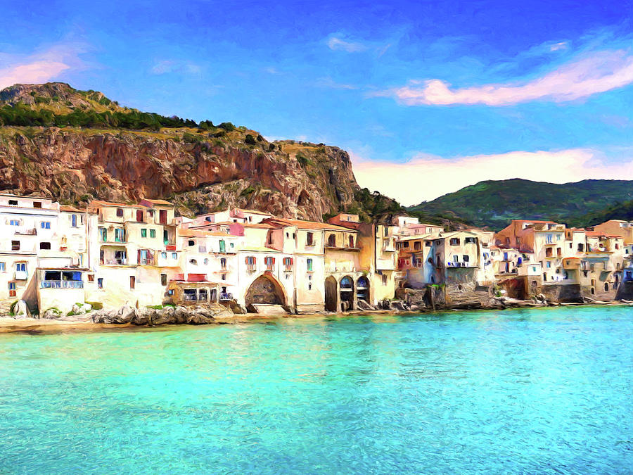 Lagoon at Cefalu Sicily Painting by Dominic Piperata